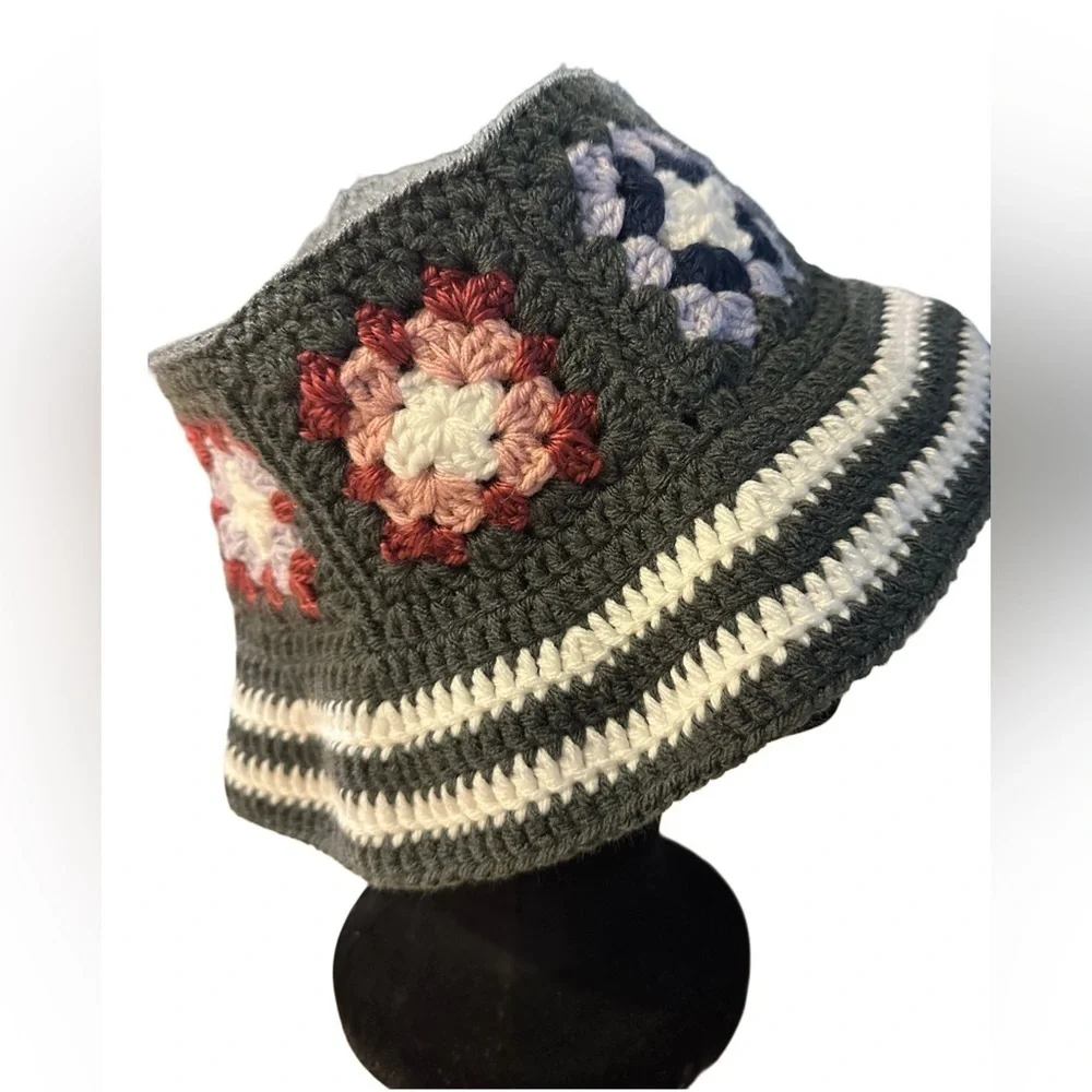 NEW Hand Crochet Boho Unisex Granny Squares Bucket Hat